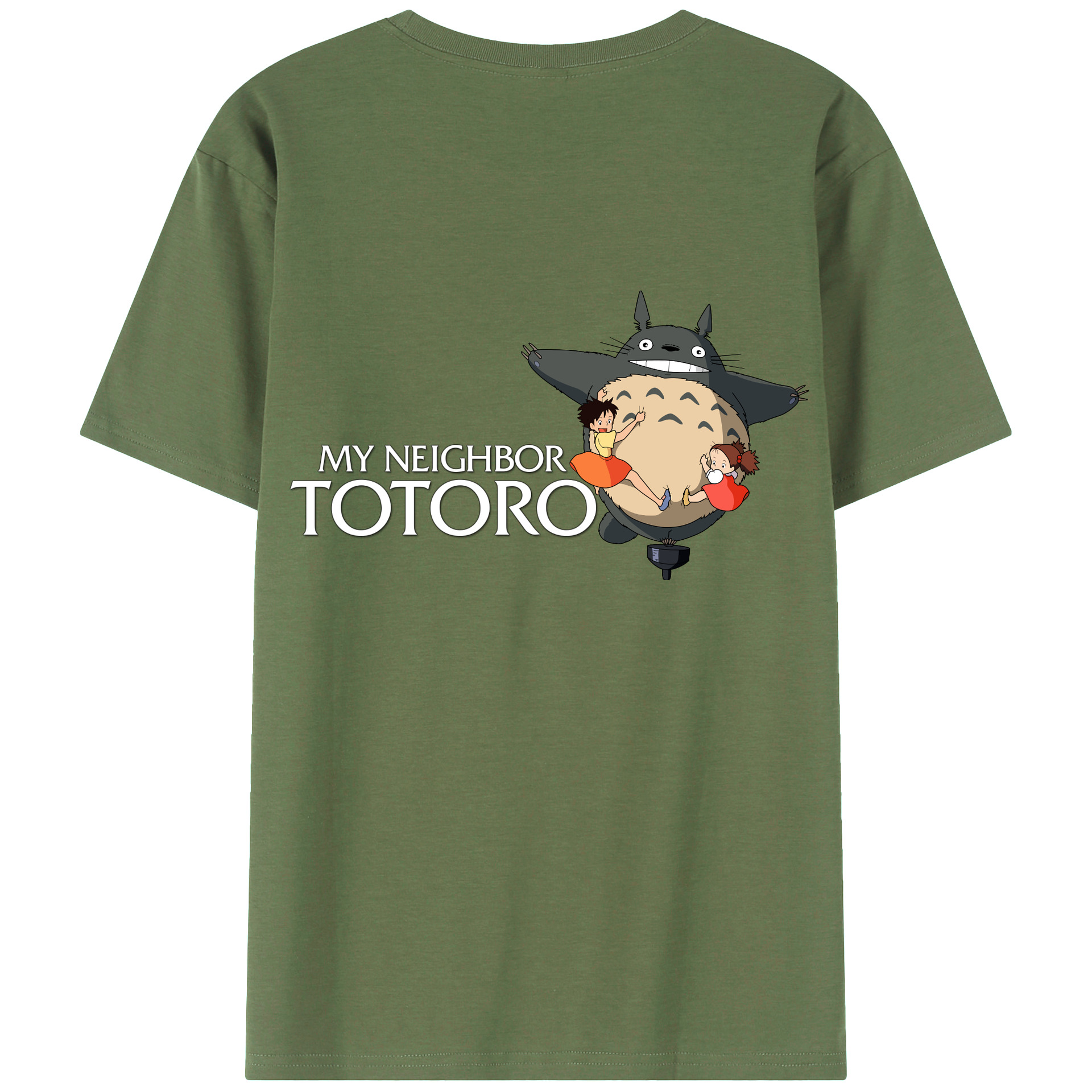 （画像用） となりのトトロ 草壁メイ 草壁サツキ My Neighbor Totoro Satsuki Kusakabe Mei Kusakabe 綿100％ メンズ半袖Tシャツ（バックプリント） 通気性